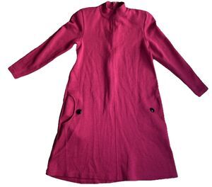Vintage Outlander Red Burgundy Wool Blend Midi Dress Petite P Pockets Back Zip